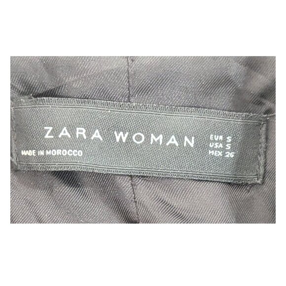 ✨ ZARA Woman Black Bouclé Tweed Double-Breasted Blazer Size S EUC - Picture 4 of 4